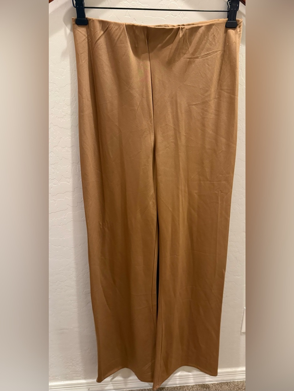 Sans Souci Camel Satin Wide-Leg Trousers Medium